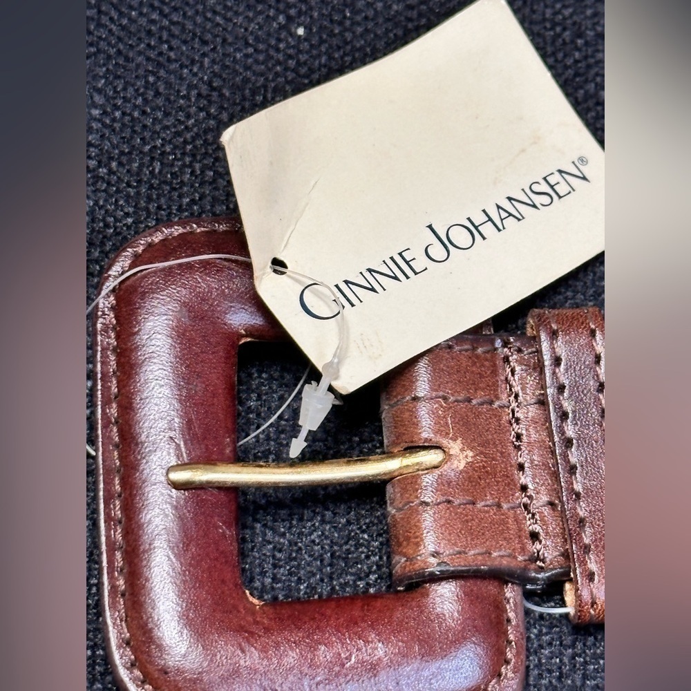 Ginnie Johanson Leather Belt and Buckle Brown NOS Taiwan VTG w/tag S 26 3402 W - Picture 6 of 11